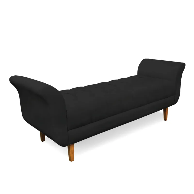 Recamier Olinda Veludo Preto 160 cm Pés Chanfrado Castanhos - D'Rossi - DRossi - Colchões