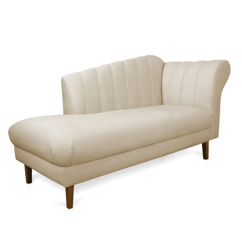 Divã Recife Suede Bege 165 Cm Pés Chanfrado Castanho - D'Rossi - DRossi