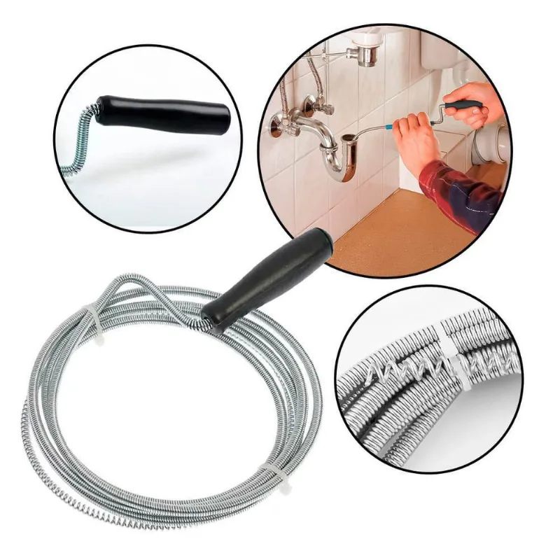 Desentupidor De Tubulação Manual Espiral Flexível Com 3m Prata Fbg