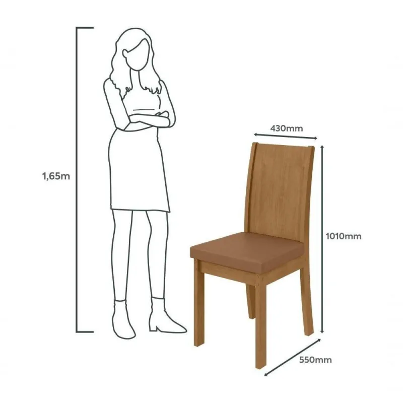 Conjunto Sala de Jantar Athenas 6 Lugares Tampo em MDF Amêndoa 180CM Móveis Lopas - Móveis Lopas