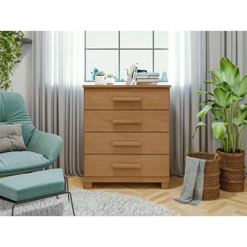 Cômoda Baião Amêndoa Clean/OffWhite Com 4 Gavetas Lopas