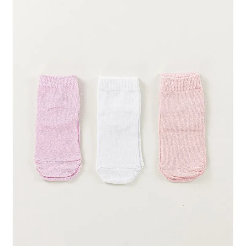 Kit Meia Soquete Bebê Lisa com 3 Unidades Rosa - 17 a 22