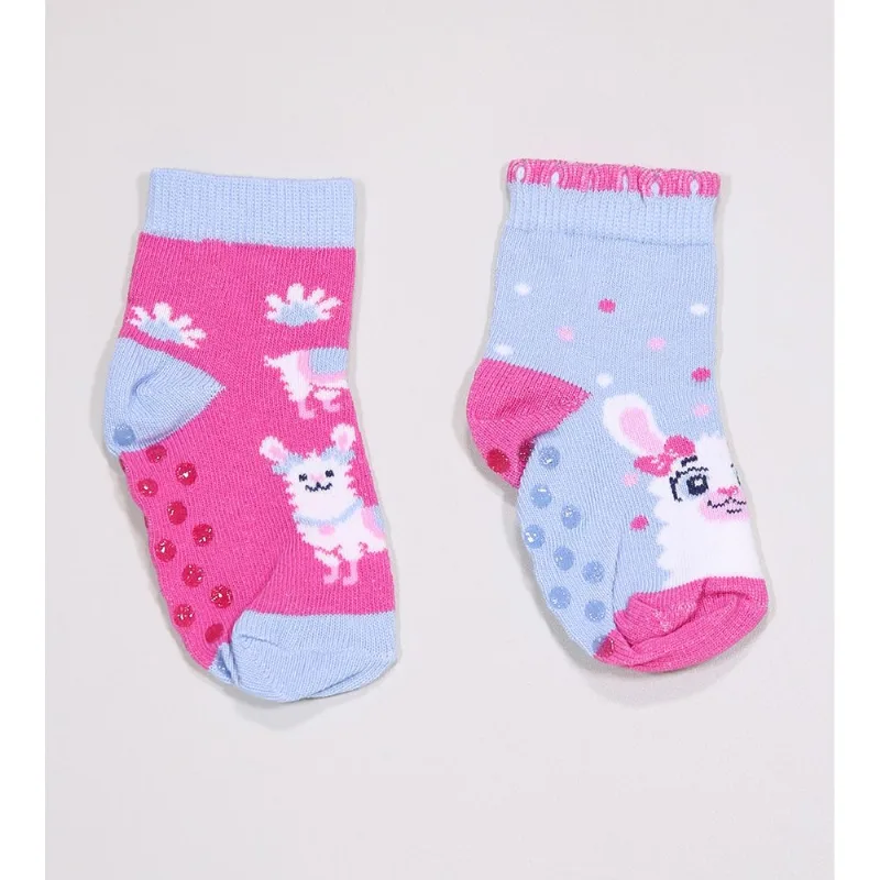 Kit Meia Soquete Bebê com 2 Unidades Tam. 17 a 22 Rosa - 17 a 22