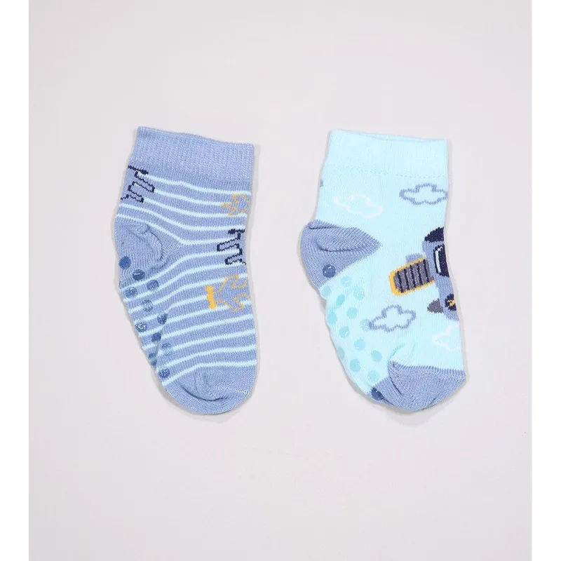 Kit Meia Soquete Bebê com 2 Unidades Tam. 17 a 22 Azul - 17 a 22
