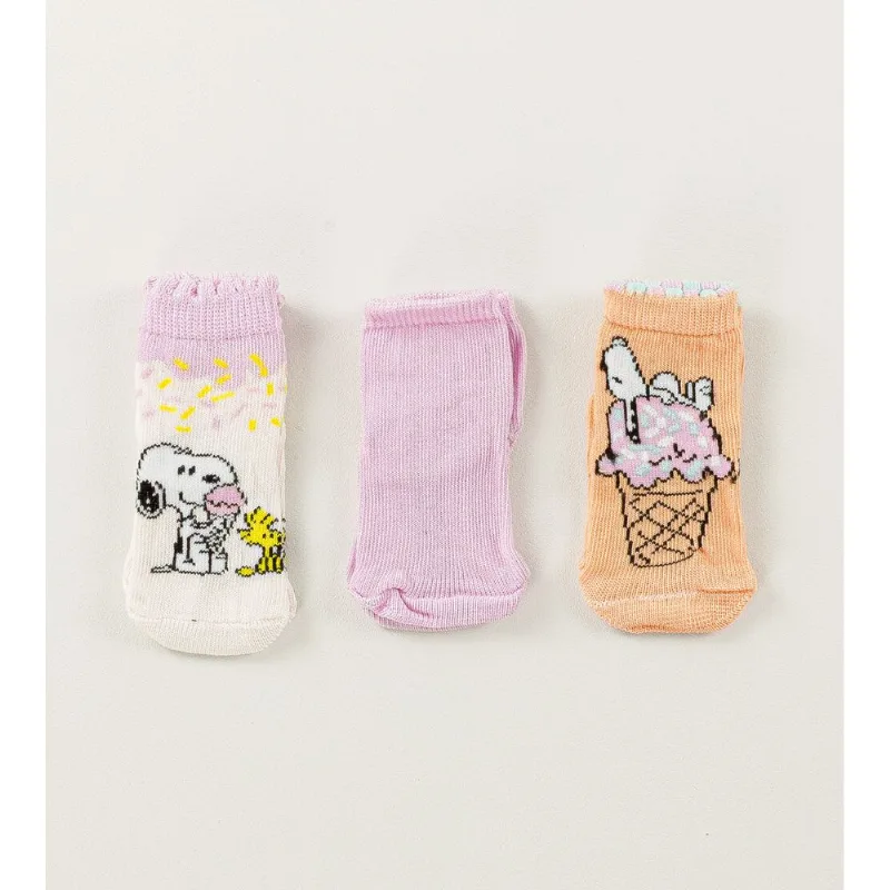 Kit Meia Soquete RN Snoopy com 3 Unidades Tam. 13 à 16 Rosa - 13 a 16