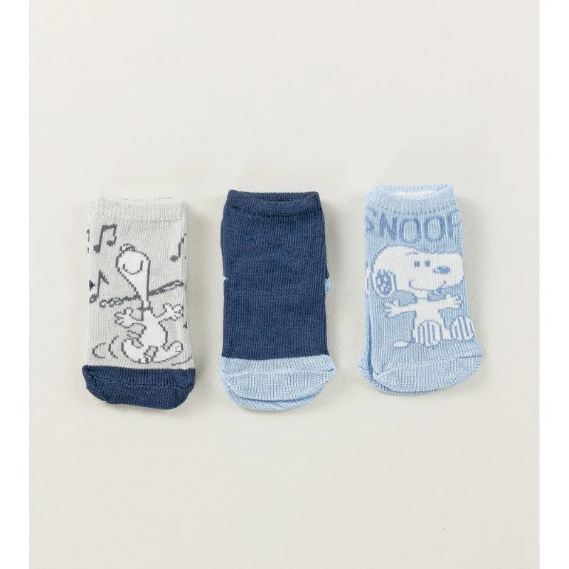 Kit Meia Soquete RN Snoopy com 3 Unidades Tam. 13 à 16 Azul - 13 a 16