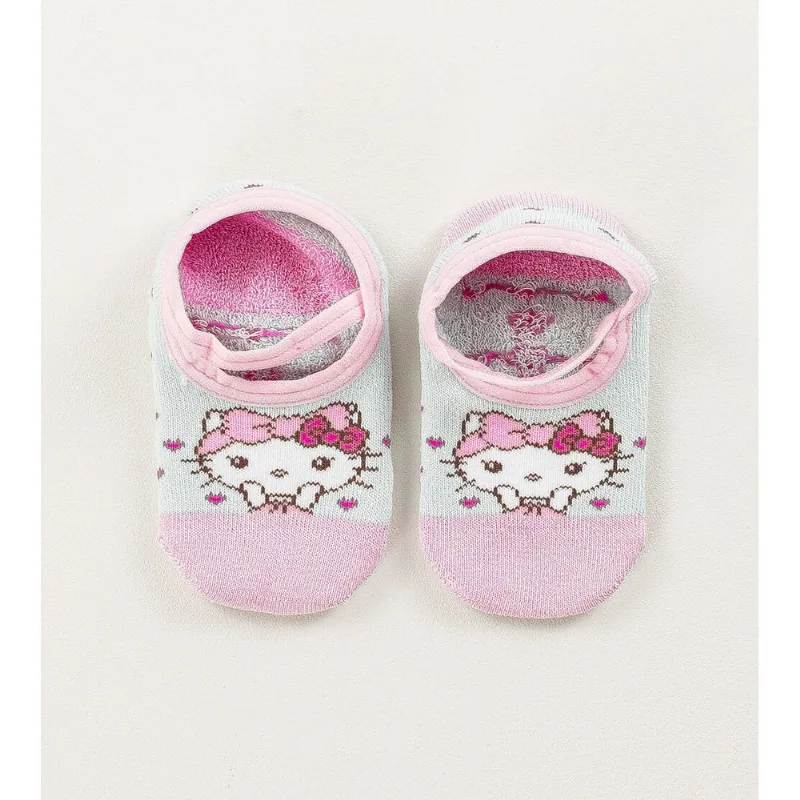 Meia Sapatilha Bebê Antiderrapante Hello Kitty Rosa - 27 a 30