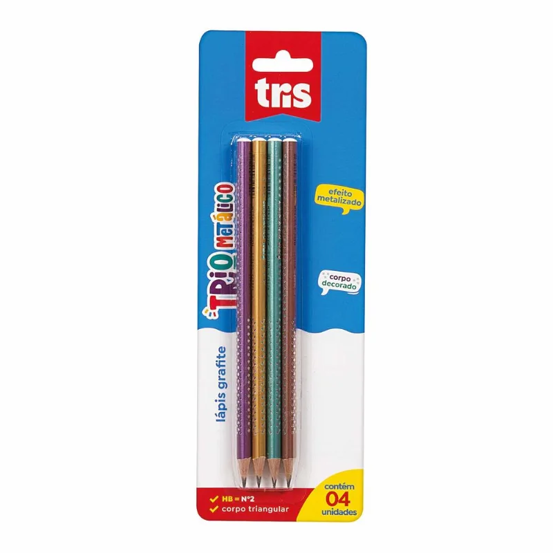 Lápis Grafite 901088 Trio Metálico Tris 4 unidades