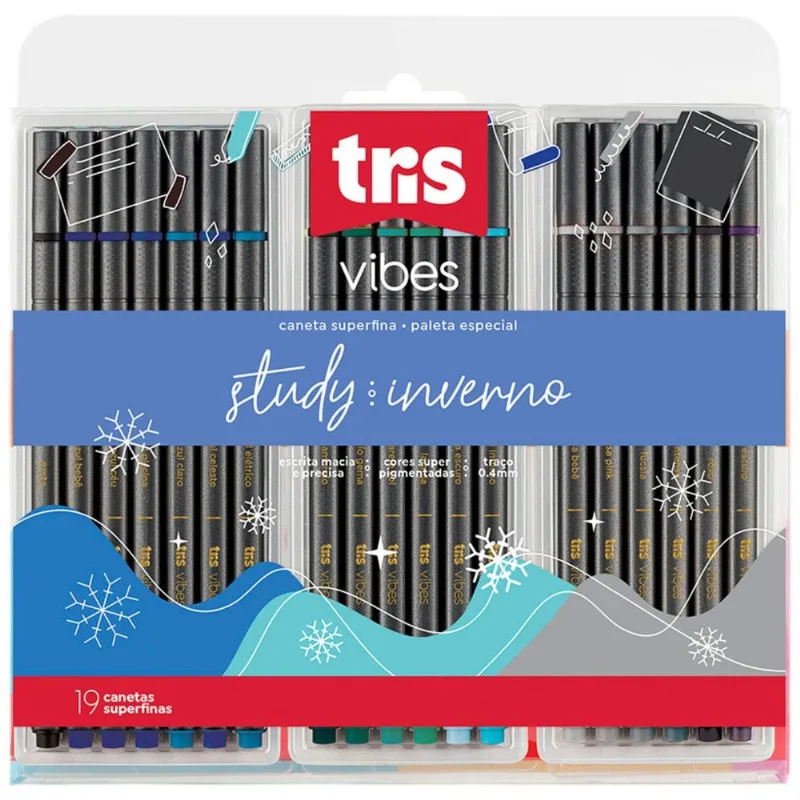 CANETA SUPERFINA VIBES - INVERNO - 0,4MM - 19 CORES - TRIS