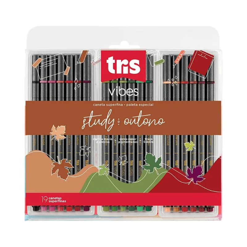 Caneta Hidrográfica 19 Cores Super Fina Vibes Outono