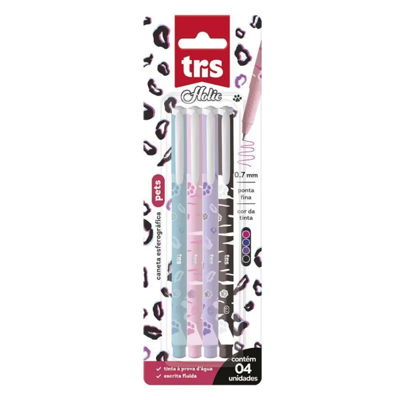 Canetas Esferográficas 0.7 Pets 4 Unidades Tris - 901958