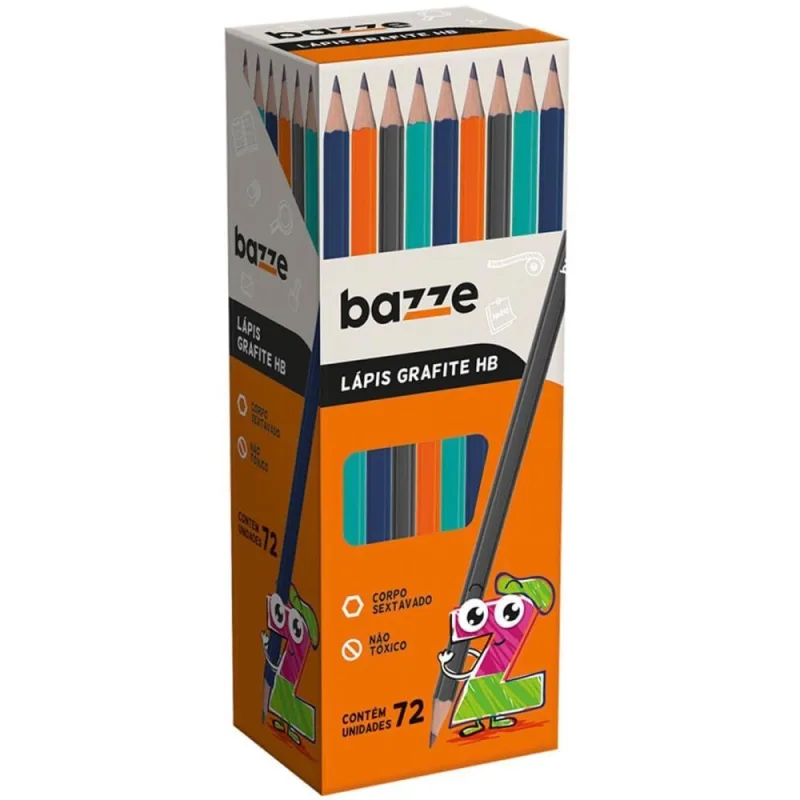 Lapis Preto Sextavado Bazze HB Cores - SUMMIT - Papelaria