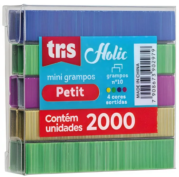 Mini Grampos Petit Colorido N10 2000 Unidades - LC - Papelaria