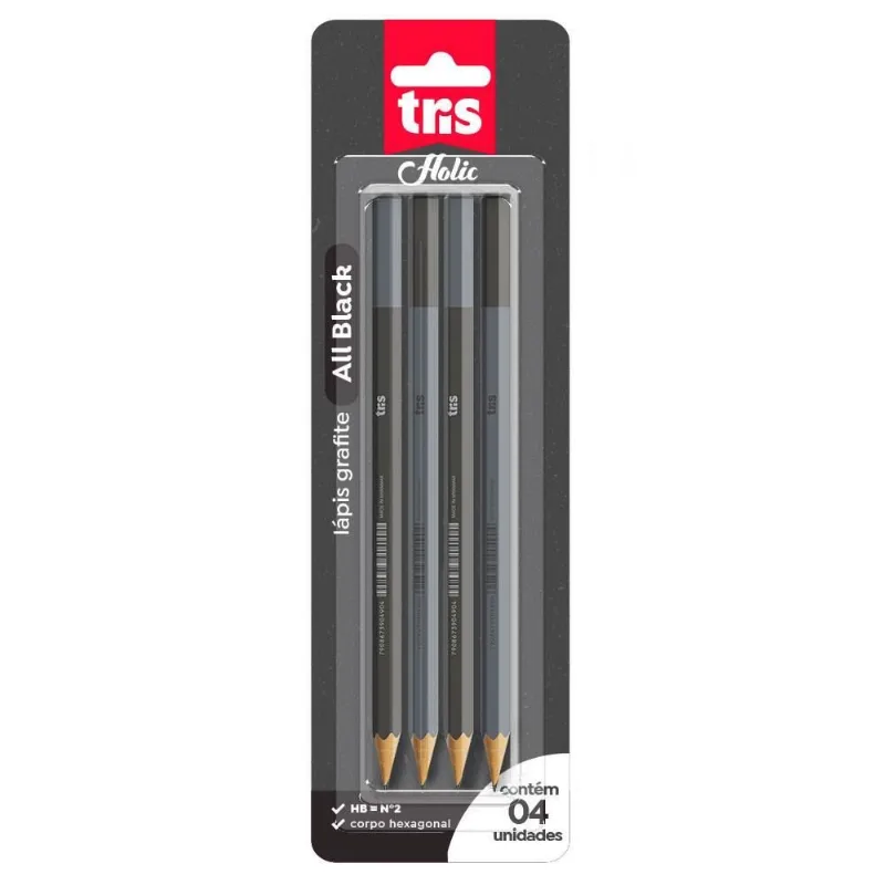 Lápis Grafite All Black 4 Unidades Tris - 904911