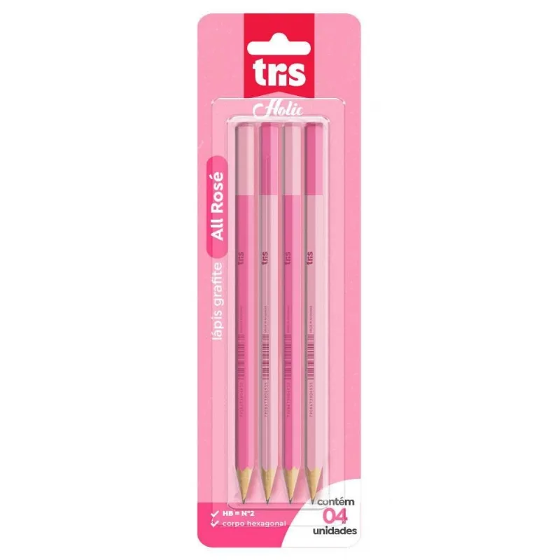 Lápis Grafite All Rosé 4 Unidades Tris - 904942