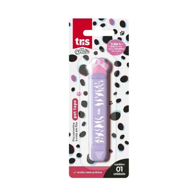 Fita Corretiva 4M E Cola Em Fita 3M Holic Pets Tris - Sortido