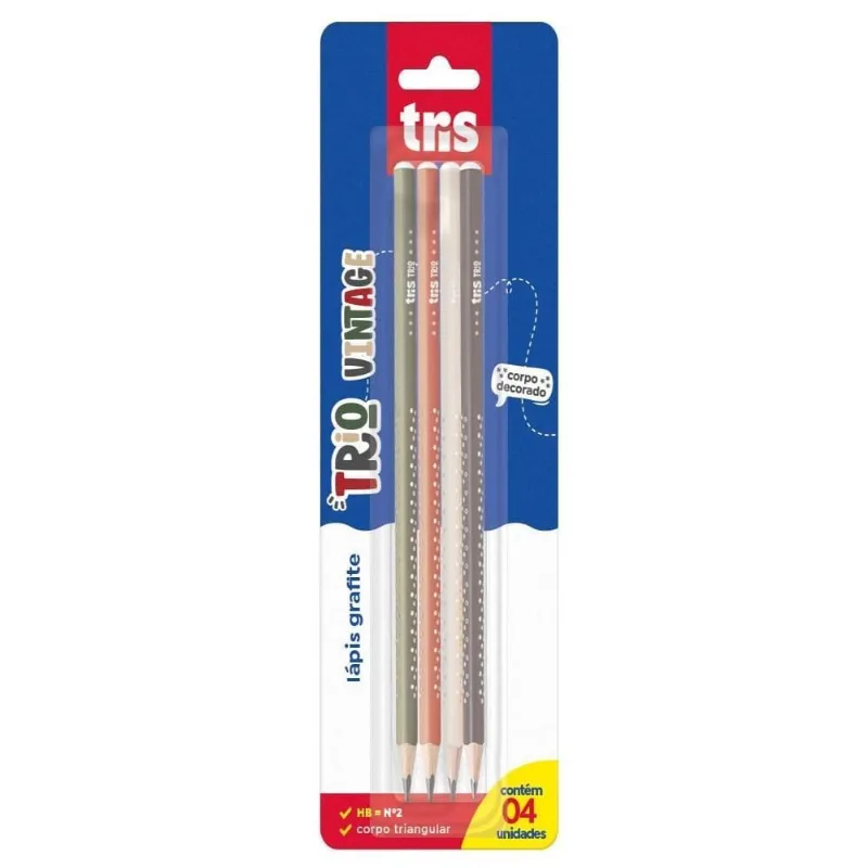 Lápis Preto Vintage Com 4 Unidades Tris - 906571