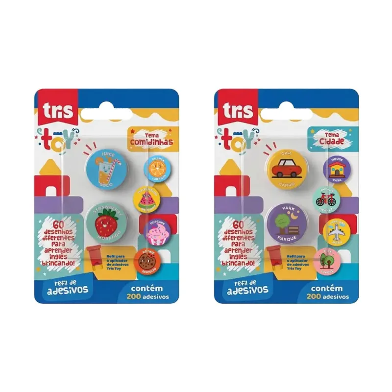 Adesivo Refil Toy 200 Unidades Diversos Modelos Tris - LC