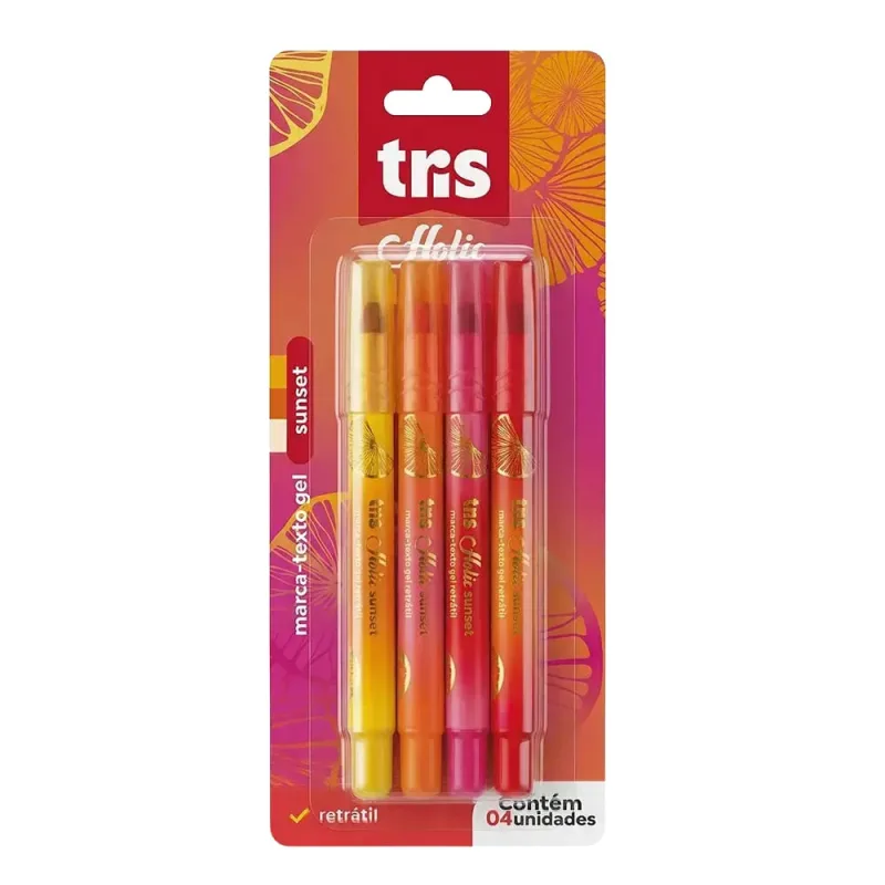 Caneta Marca Texto Holic Sunset 4 Unidades Tris - LC - Papelaria