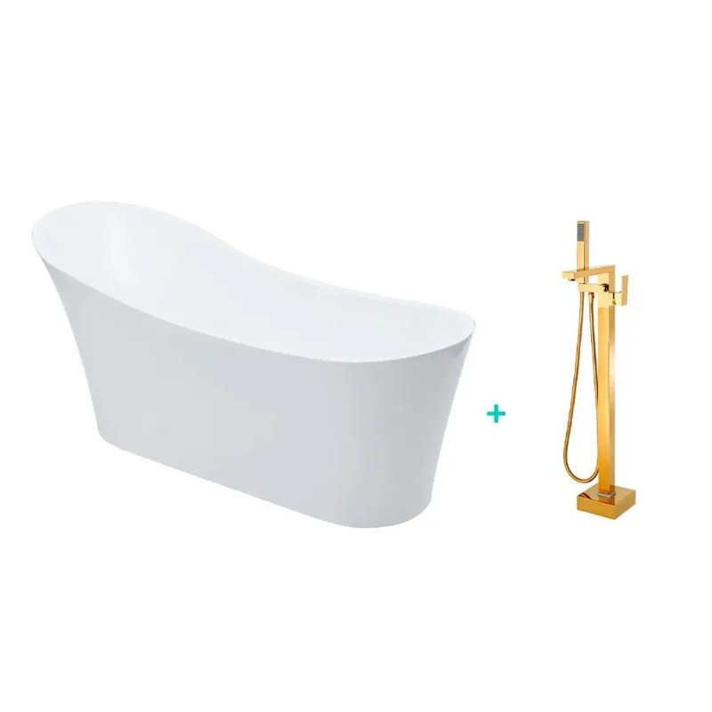 Kit Banheira Azurita e Misturador pingoo.casa - Dourado