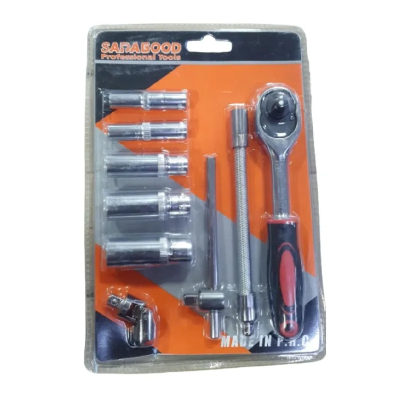 Kit 1 Chave Catraca 1/4 + 8 Pçs Soquetes Junção Articulada
