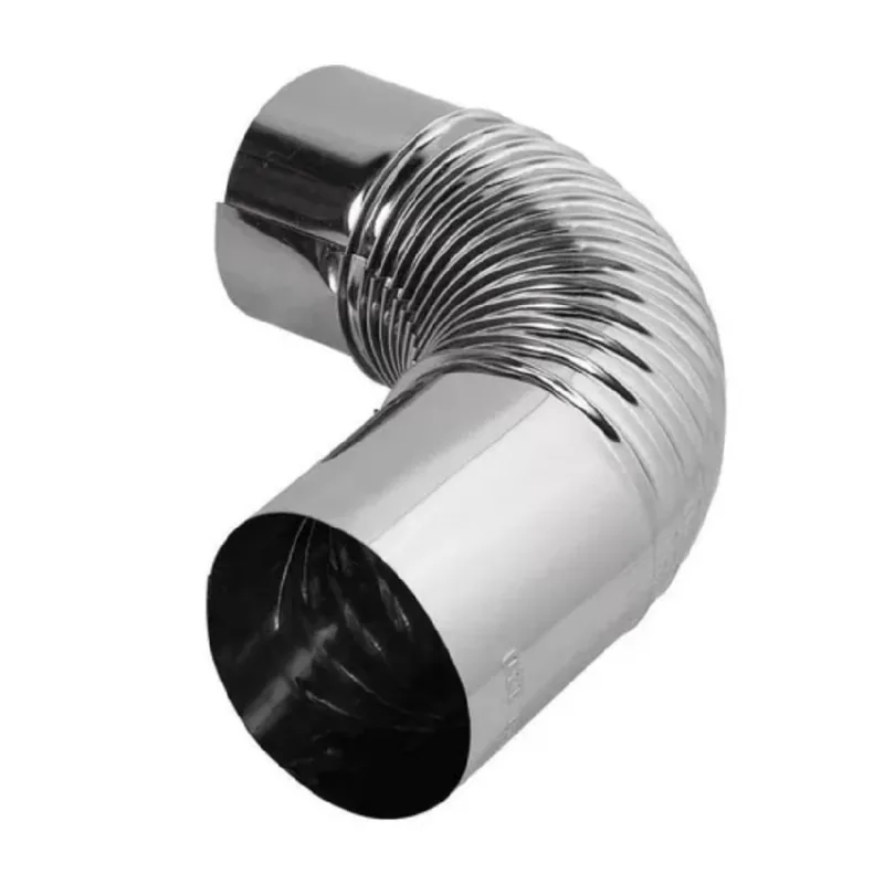 Curva 115mm P/ Fogão A Lenha Sanfonada N2 Galvanizada Fumaça