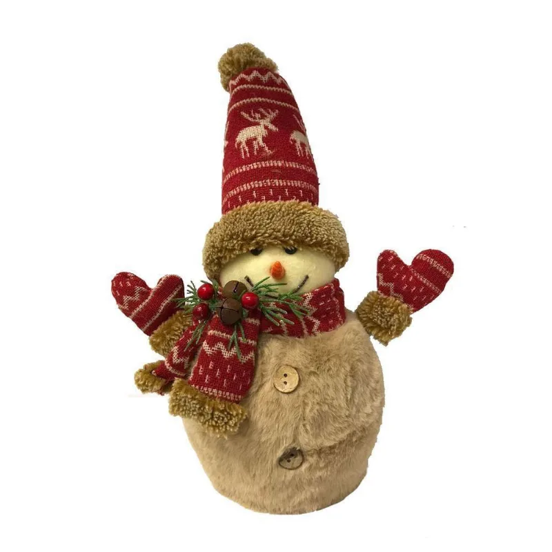 Boneco De Neve 21cm Bc1753 Marrom/vermelho Tok Da Casa