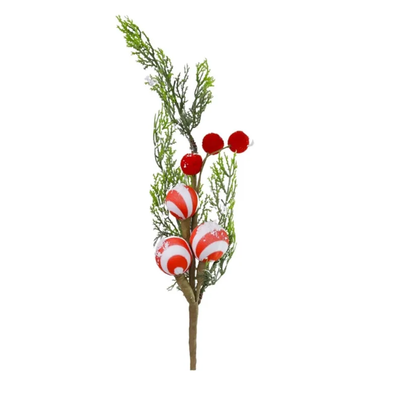 3 Galhos Natalino Folhagem com Balas Candy de Natal 35cm