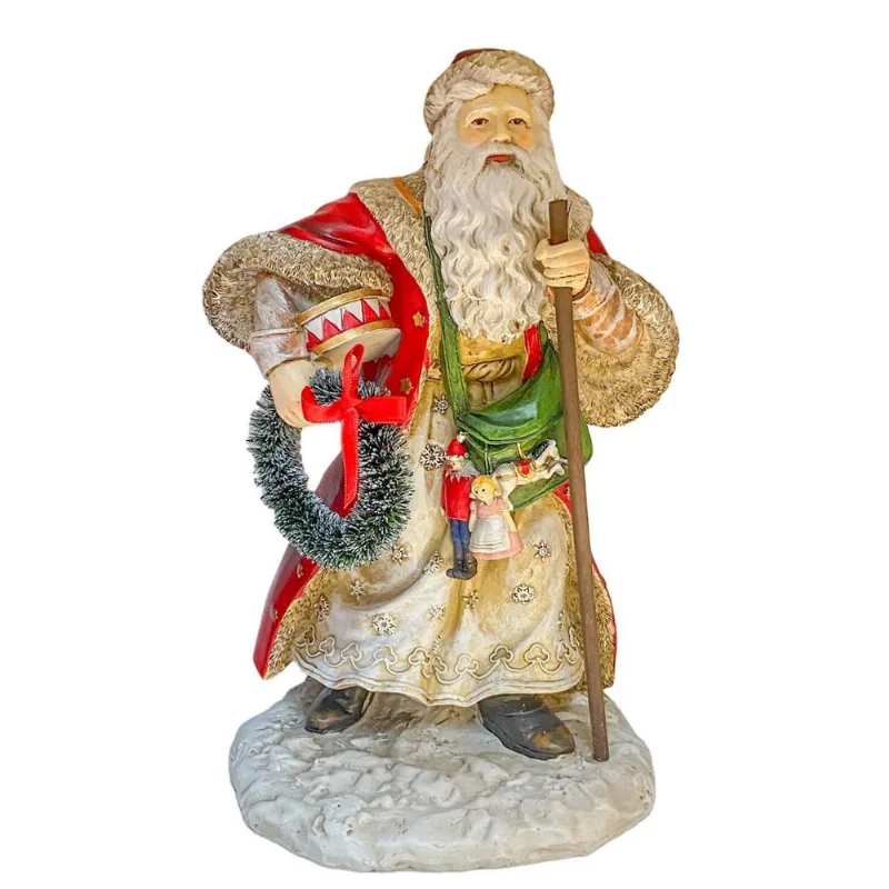 Papai Noel em Resina com guirlanda Vm / Vd 25cm