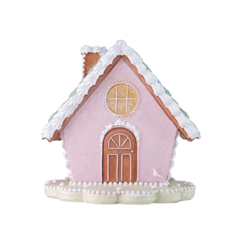 Enfeite casinha natalina decorativa estilo gingerbread 12cm