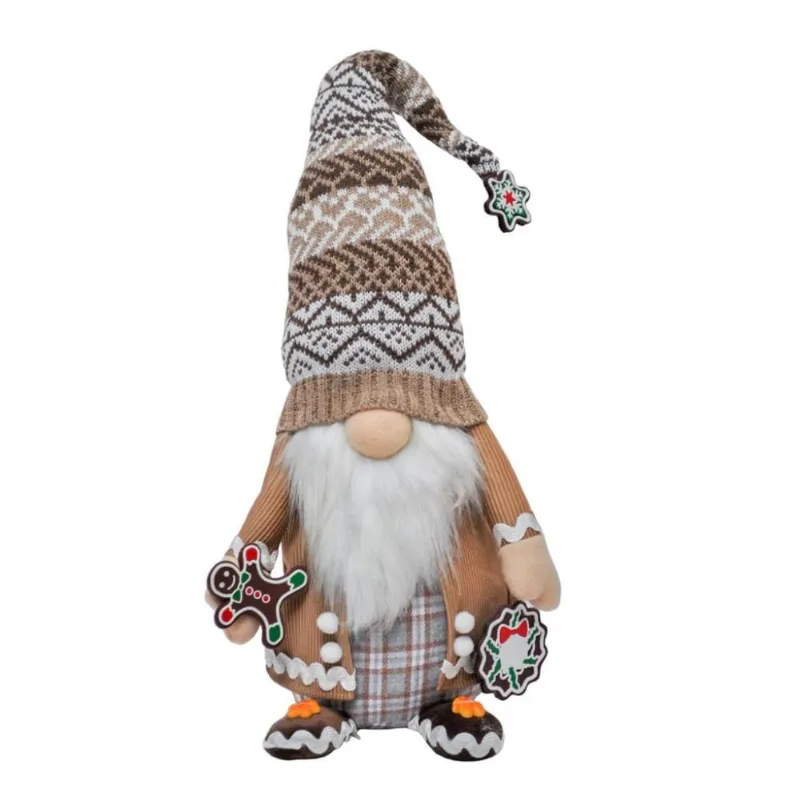 Papai Noel em Pe Escandinavo Marrom e Branco com Cookie
