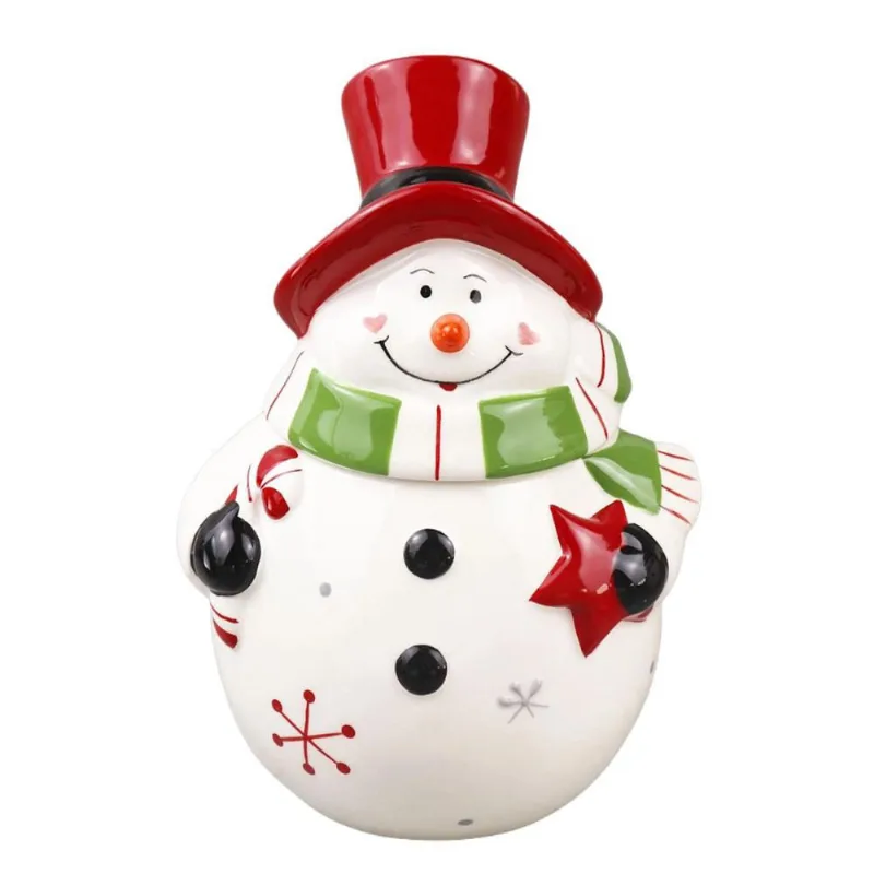 Boneco de neve decorativo natalino em ceramica - 26CM