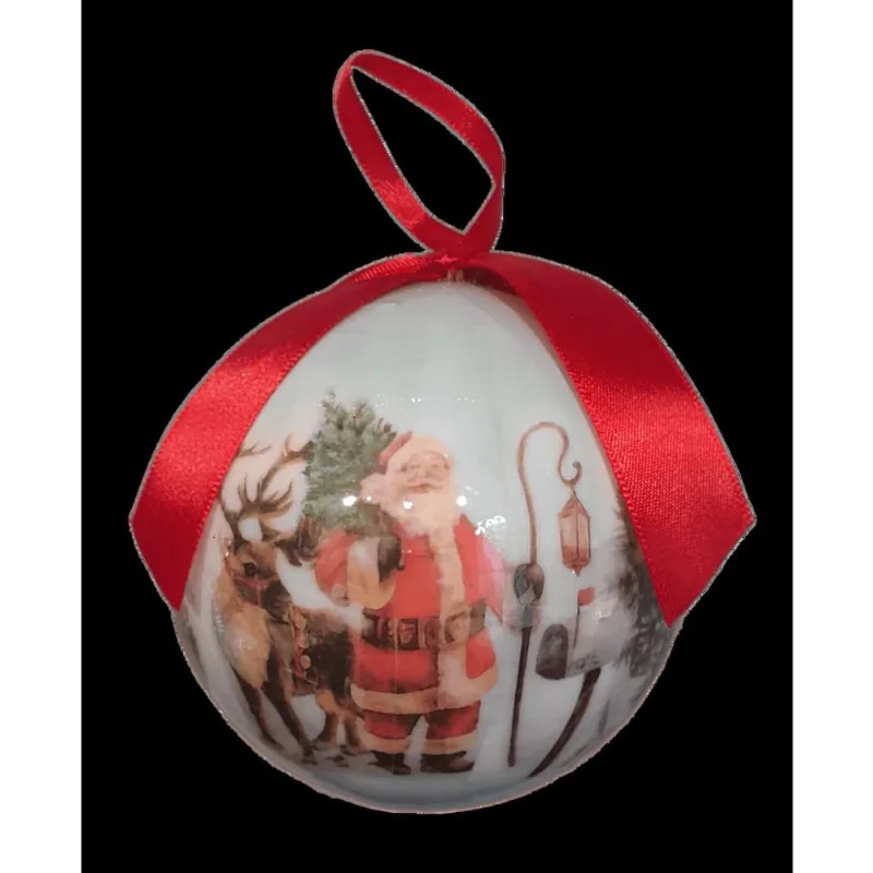 Trio de Bola Decorada Papai Noel 10cm