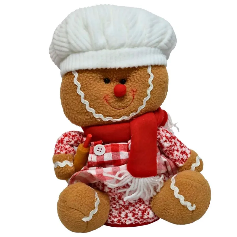 Boneco Natalino Ginger Tok Sentado Marrom 27cm (MP)
