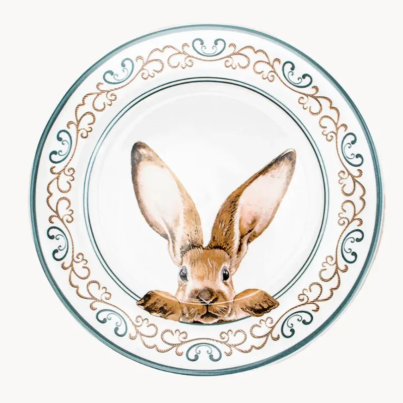 Prato Sobremesa Coelho Porcelana 19cm