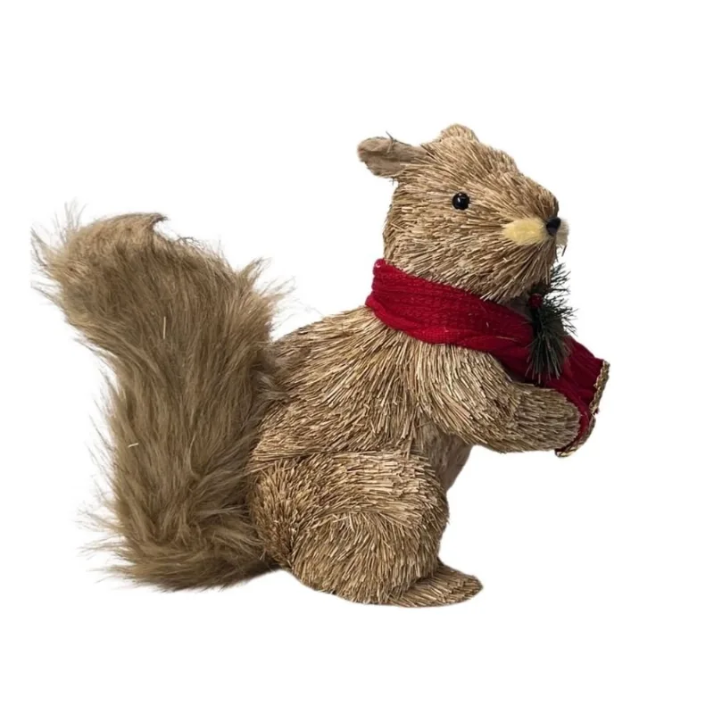 Esquilo Decorativo Cromus De Palha 30cm (MP)