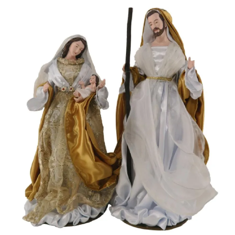 Sagrada familia com 2 pçs em tecido E resina dr E br 48cm