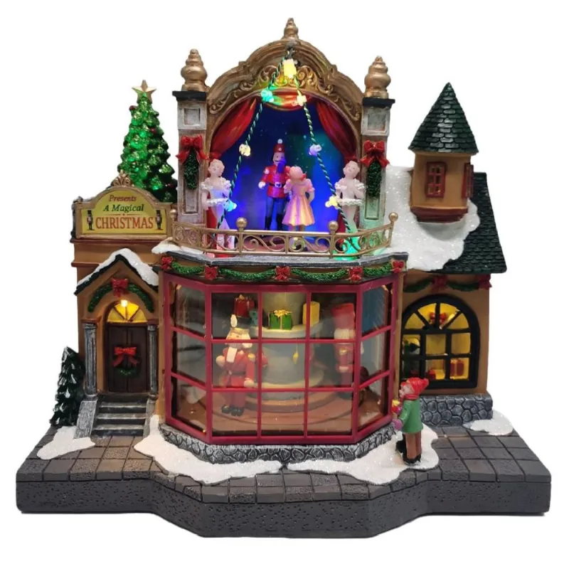 Vila natalina decor pousada christmas com LED - 28CM