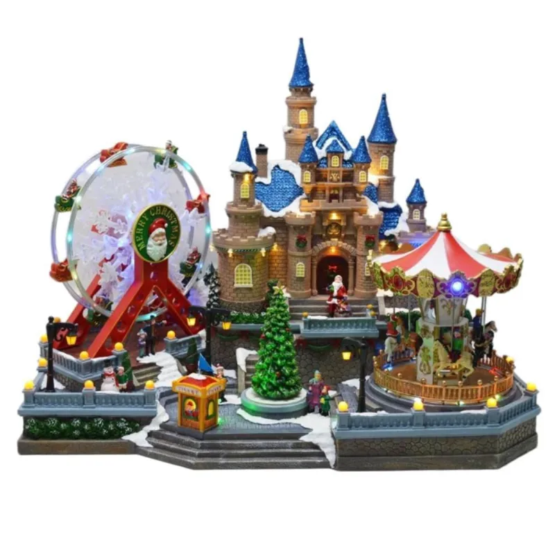 Vila natalina com roda gigante E castelo com LED - 47CM