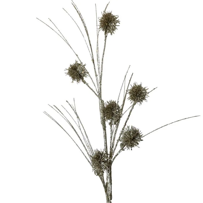 Galho Decorativo Artificial Buchinha Glitter Champanhe 80cm Para Árvore De Natal Dourado Tok Da Casa