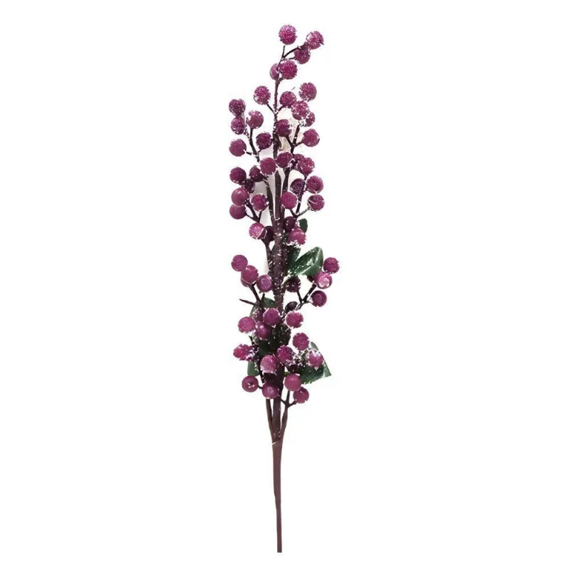 Galho Decorativo Natalino Natal Berry Roxo Uva Azevinho 63cm Tok Da Casa