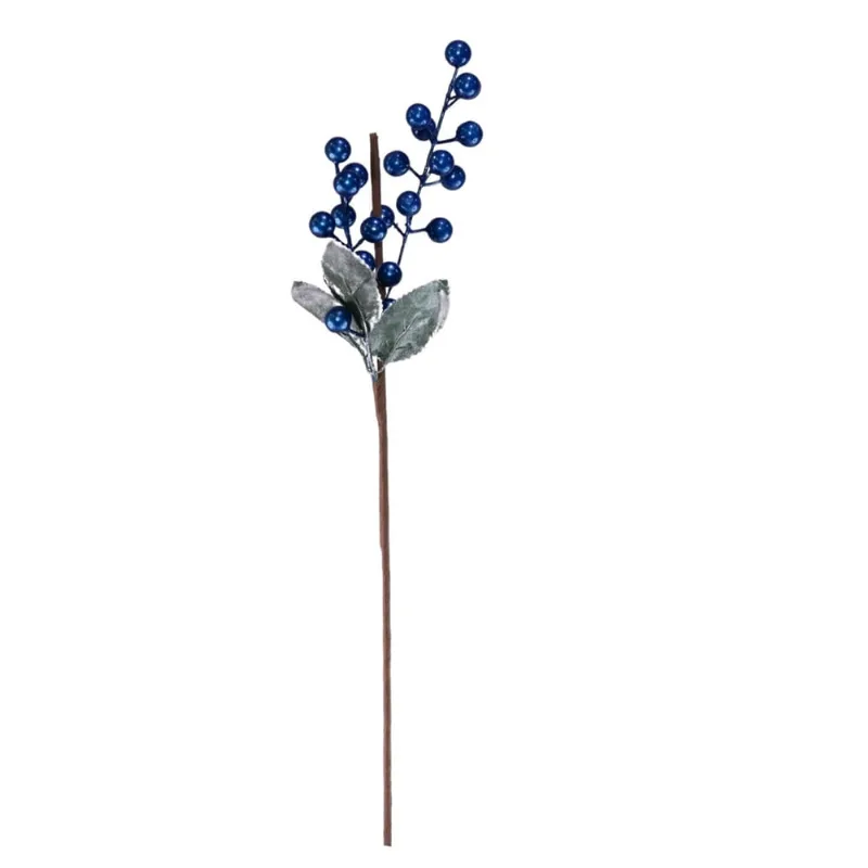 5 Galhos Berries enfeite natalino azul 55cm