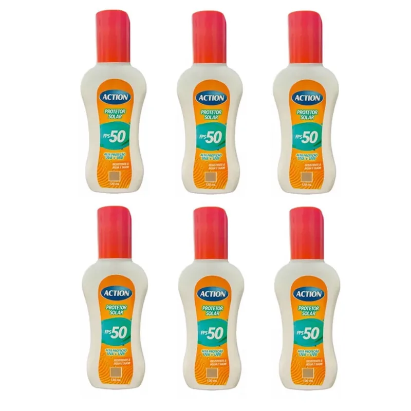 Kit 6 Protetor Solar Alta Proteção Fps50 120ml - Action