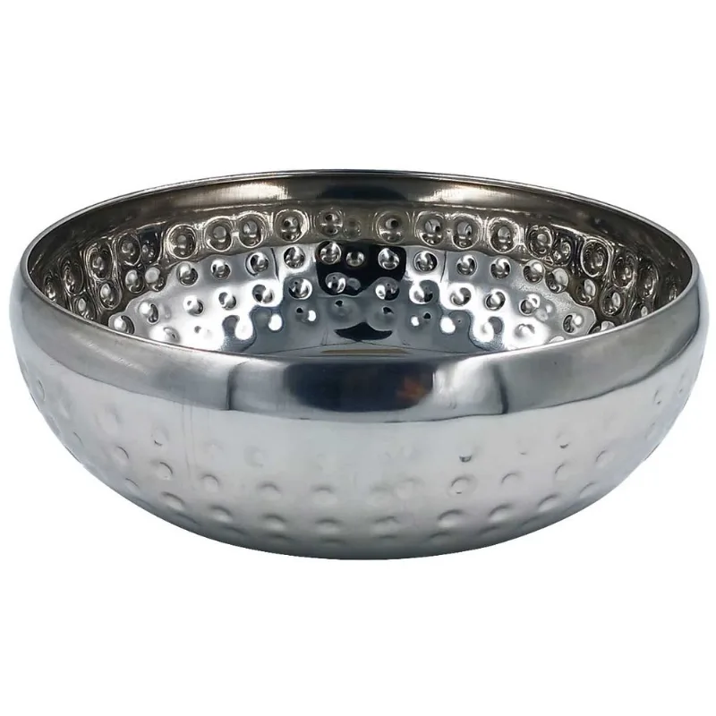 Centro de Mesa Martelado 18cm em Aço Inox Mai Home