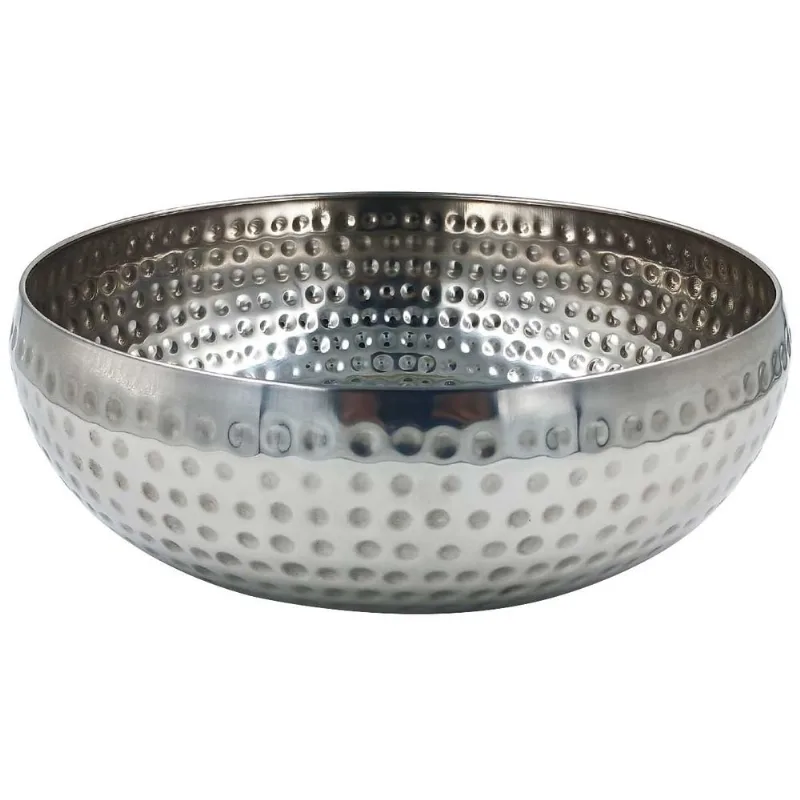 Centro de Mesa Martelado 25cm em Aço Inox Mai Home