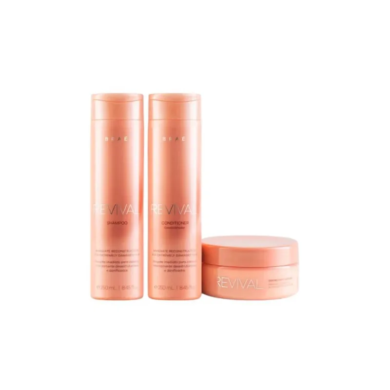 Kit Braé Revival Shampoo 250 ml + Condicionador 250 ml + Máscara 200 g Kit Braé Revival Shampoo e Condicionador 250ml Máscara 200g