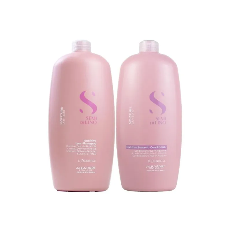 Kit Alfaparf Semi di Lino Moisture Nutritive Shampoo 1 Litro + Condicionador 1 Litro Kit Alfaparf Semi di Lino Moisture Shampoo Condicionador