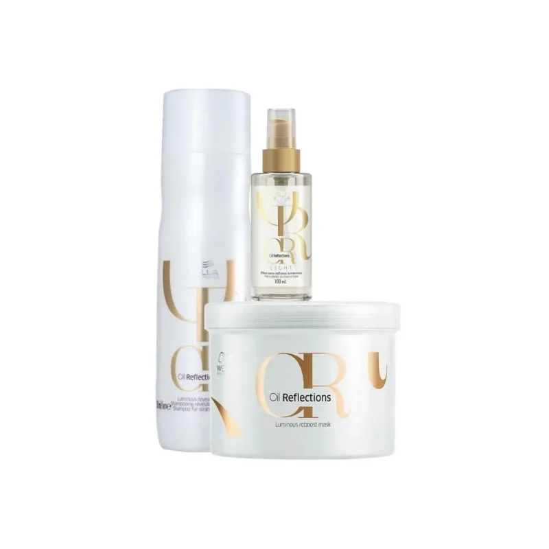 Kit Wella Oil Reflections Shampoo 250 ml + Oleo Light 100 ml + Máscara 500 ml Kit Wella Oil Reflections Shampoo Oleo Light e Máscara
