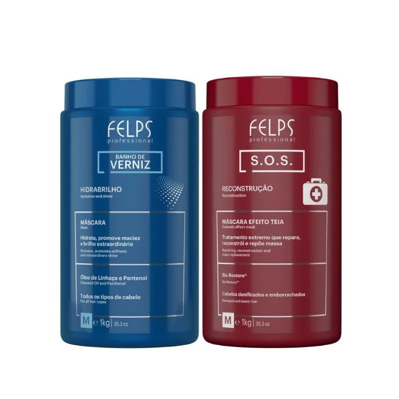 Kit Felps Cronograma Lumiforce S.O.S.+ Banho de Verniz 2 x1L