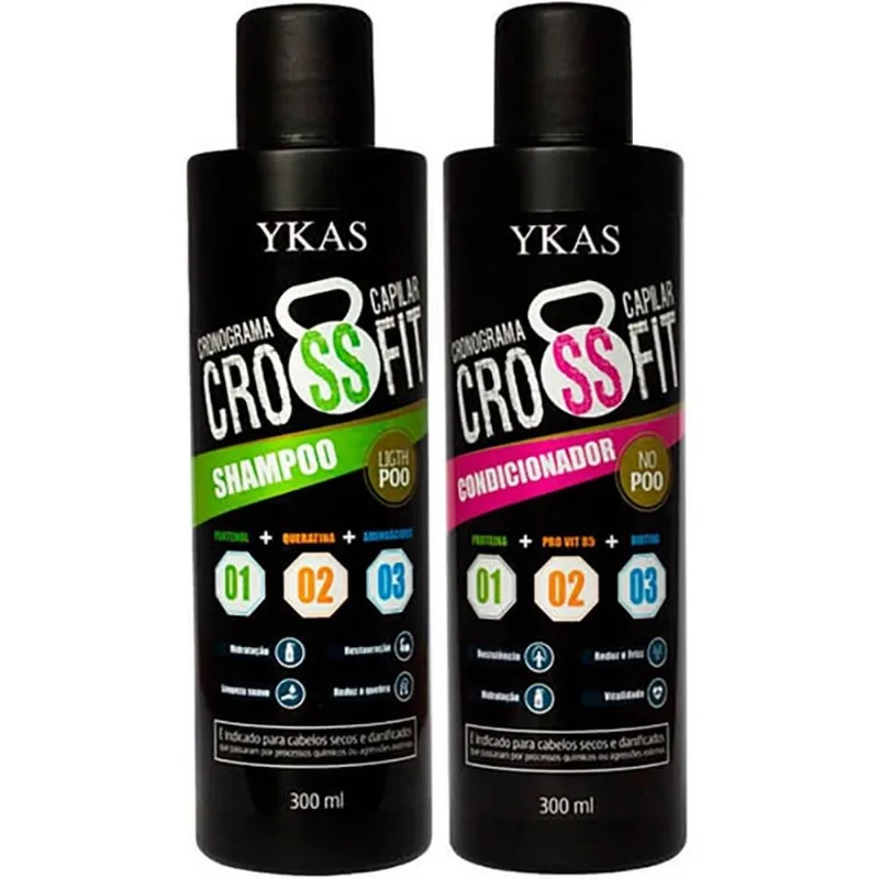 Kit Ykas Crossfit Cronograma Capilar Shampoo e Condicionador